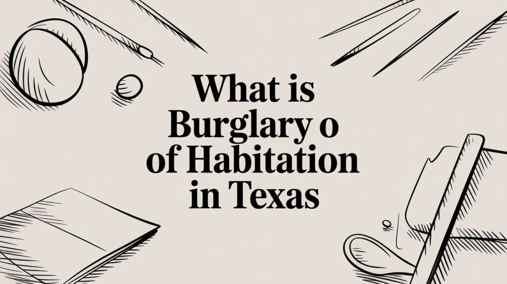 What is Burglary of Habitation in Texas text with illustrative elements related to legal rights and criminal defense.