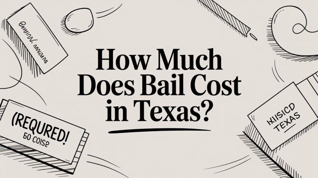 How Much Does Bail Cost in Texas? with decorative elements and required information for bail bonds in Texas.