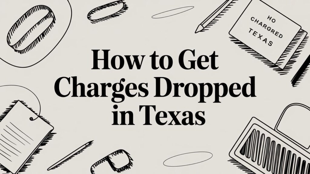 How to get charges dropped in Texas with legal documents and office supplies in background.