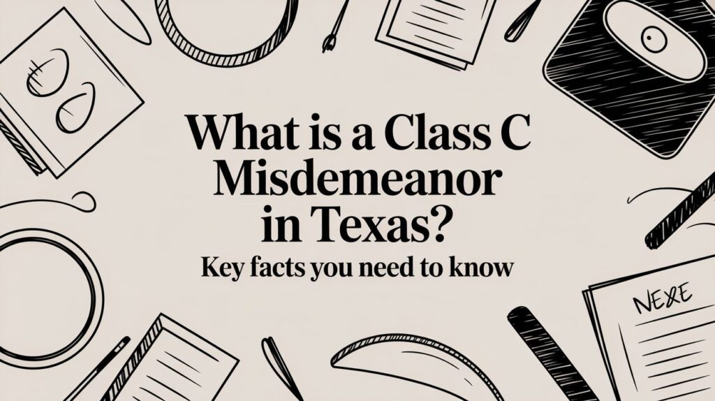 What is a Class C Misdemeanor in Texas? Key facts you need to know, illustrated with legal-themed graphics.