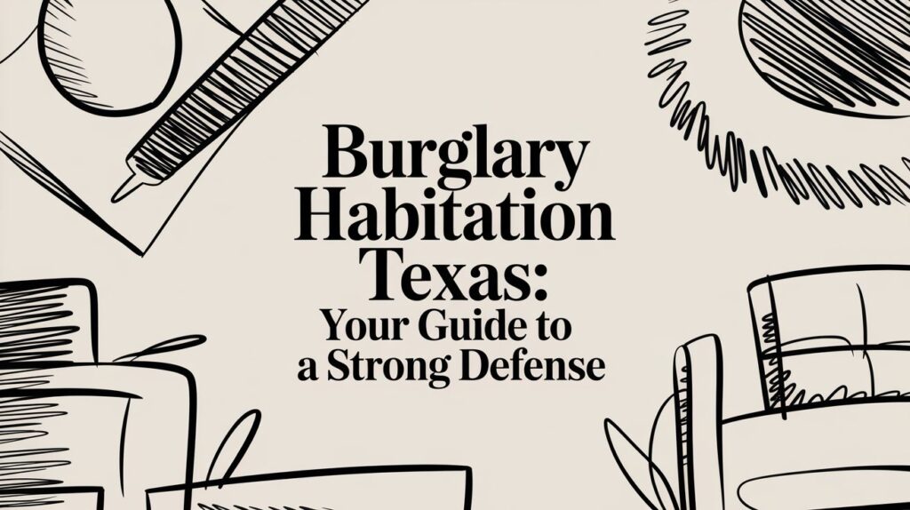 Burglary of a habitation in Texas guide graphic with text emphasizing strong defense strategies.
